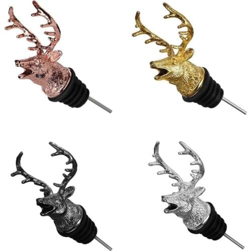 Zinc Alloy Deer Elk Head Wine Stopper Drinks Bar Tools Night Club Bar Accessories Christmas Wedding Party Wine Aerator