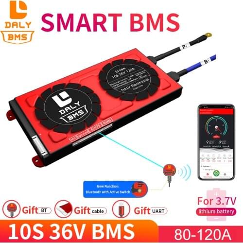 Daly 18650 smart BMS 10S 36V 80A 100A 120A Bluetooth 485 to USB device NTC UART software togther Lion LiFepo4 Battery BMS
