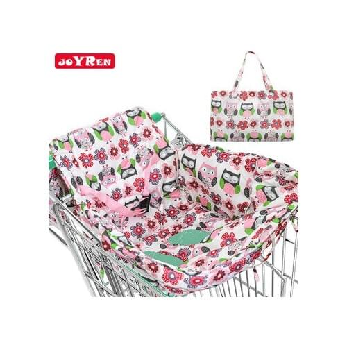 Kids Shopping Cart Cover Portable Folding Printed Trolley Soft Pad Infant Cover Safety Seats For Kids with Phone Bag