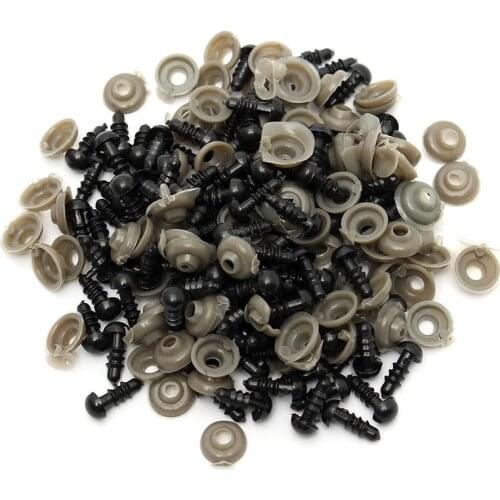 100pcs 6mm Black Plastic Doll Eyes for Teddy Bear Dolls Toys Kids Gifts DIY Amigurumi Crafts Doll Accessories with washers
