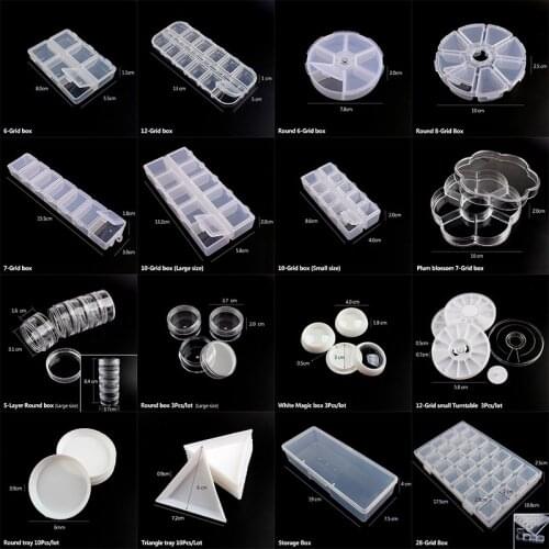Hot Sale Multi-style Storage Box Transparent Simple and convenient For Crystal Beads Nail art accessories Tools free shipping