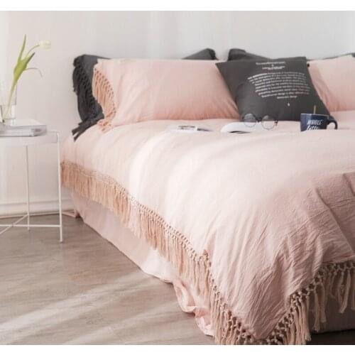 100% Cotton Bedding Set Twin Queen King size Bed set with Tassels Duvet cover Bed/Fitted sheet parrure de lit ropa de cama