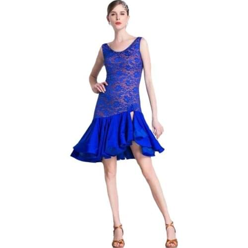 LP-1808 Yundance new royal Latin dance practice dress salsa tango chacha dress ballroom competition practice dress for sale