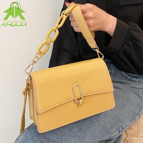 Fashion Chain Ladies Shoulder Bag 2021 Summer New High-quality PU Leather Solid Color Handbag Simple and Versatile Messenger Bag