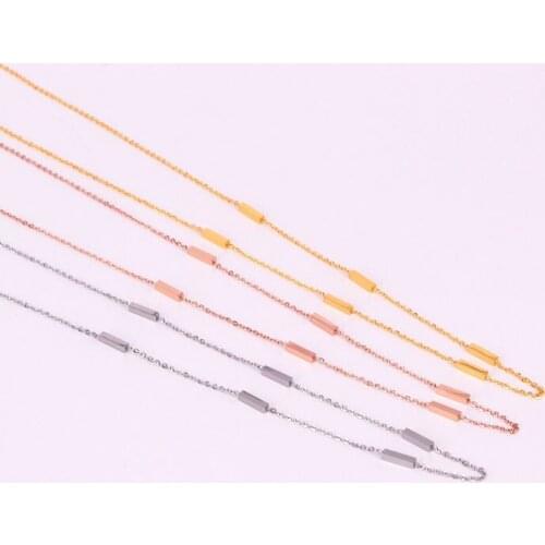Fashion Stainless Steel Love Geometric Small Square Bar Chokers Necklaces Chain Rose Gold Color Women Female Gift