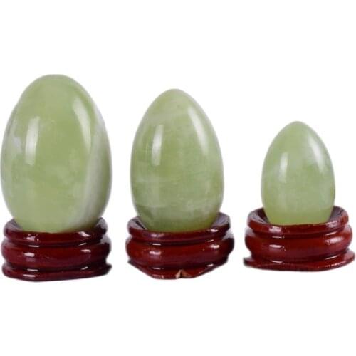 Crystal Yoni Egg Natural Xiuyan Jade Massage Egg Set Undrill&Wooden base Mineral Ball Kegel Exercise Pelvic Floor Muscle Vaginal