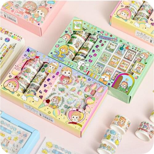 20Pcs/box Japanese Washi Tape Set DIY Decoration Scrapbooking Planner Paper Wide Adhesive Masking Tape Label Sticker Stationery