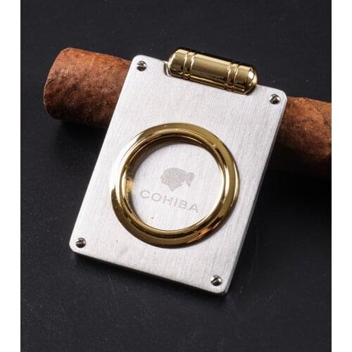 New 1pcs Cohiba 2 in 1 Stainless Steel Cigar Cutter With Cigar Punch Dart For Cigars Scissors Cutting Knife Metal
