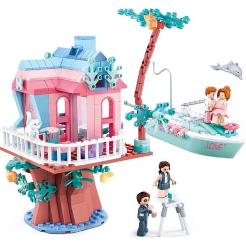 New SLuban Dream Wedding Series Heartwarming Hut Set Sail for Happiness For Romantic Gifts Assemble Building Blocks Minifigures