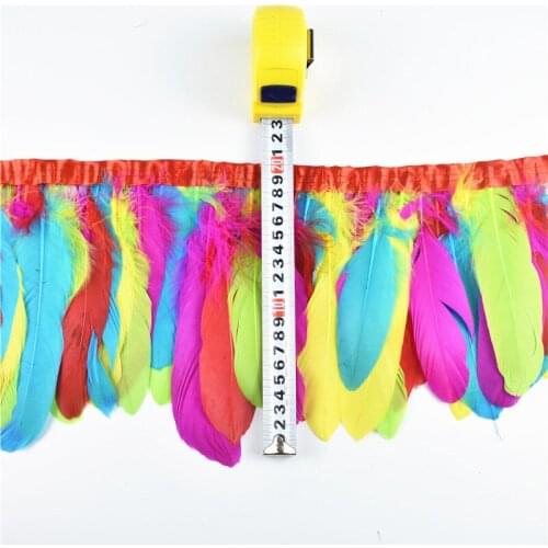 Wholesale 15-20CM Goose Feather Trims Fringe Ribbon multicolour Natural Pheasant Feather For Crafts DIY Wedding Decoration Plume