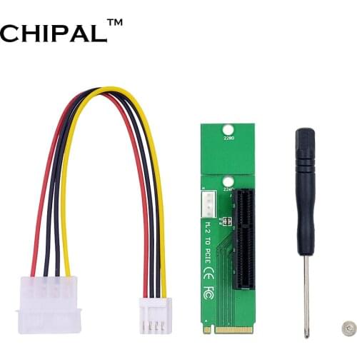 CHIPAL Male To Female NGFF M.2 to PCI-E 4x 1x Slot Riser Card Adapter PCIE X4 X1 to M2 Converter For Bitcoin Litecoin ETH Mining