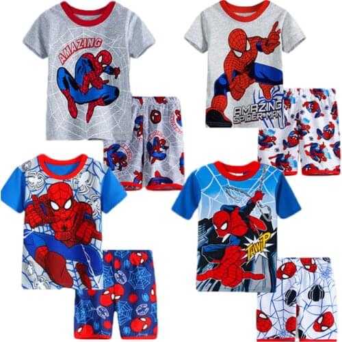 Summer Cartoon Prined Home Clothes Set Kids Pajamas Short Sleeve Girls Pijamas Kids Baby Boys Pyjamas Sleepwear 2-7 Years