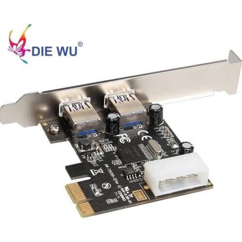 DIEWU PCI-E PCI express Dual Port USB 3.0 HUB PCI Express Expansion Card Adapter High Speed with low profile bracket