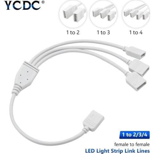 1 To 2/3/4 Way Rgb Connector Female Cable Splitter White Copper 4 Pin RGB Cable Cord For 3528/5050/5630 LED Strip Lights