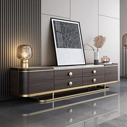 Light luxury Nordic coffee table TV cabinet combination set living room post-modern minimalist American marble small apartment