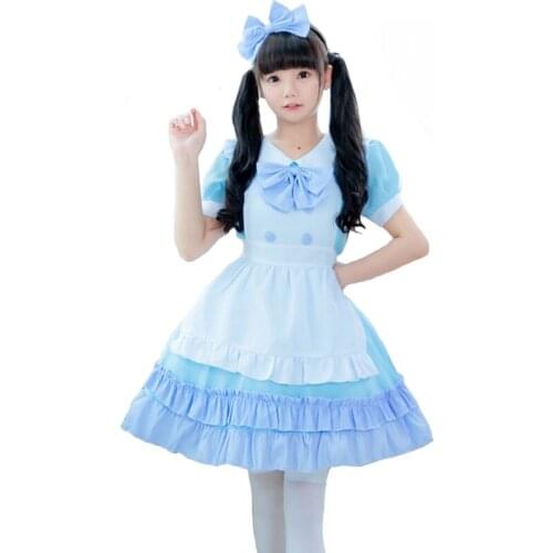 Blue Cute Lolita Outfit Maid Dress Cosplay Costume Suit for Girls Woman Waitress Maid Party Stage Costumes