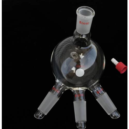 500ml Glass Cow Receiver Boiling Flask With Joints 24/40 Three Ports Glass Distillation Receiver
