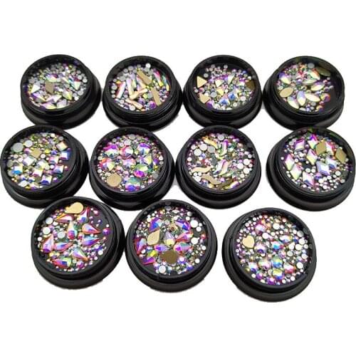 Super Glitter 3D Rhinestones AB Flat Back Shiny Stones Nail Art Decorations Mixed Size Nail Gems Crystal Strass Accessories