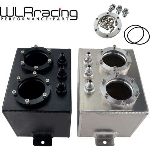 WLR RACING - 3L Dual BILLET ALUMINUM FUEL SURGE TANK / SURGE TANK Without 044 FUEL PUMP SILVER OR BLACK WLR-TK84