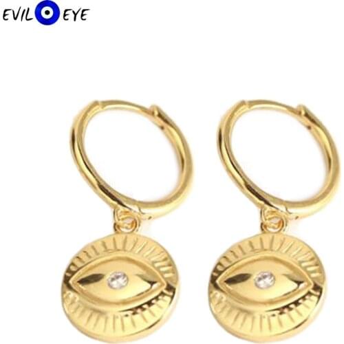 EVIL EYE 925 Sterling Silver Hanging Turkish Evil Eye Drop Earrings Gold Silver Color Dangle Earrings for Women Jewelry ES39