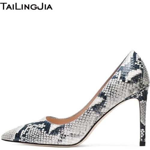 Women Pointed Snake Print Court Shoes Woman High Heel Ladies Wedding Pumps Stiletto Party Designer 2019 Buty Dress Evening Heels
