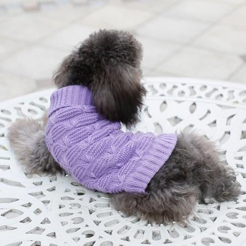 Winter Warm Cat Dog Sweater Pet Clothes for Small Dogs Turtleneck Jumper Coat Knitting Crochet Dachshund Outfit Ropa Perro