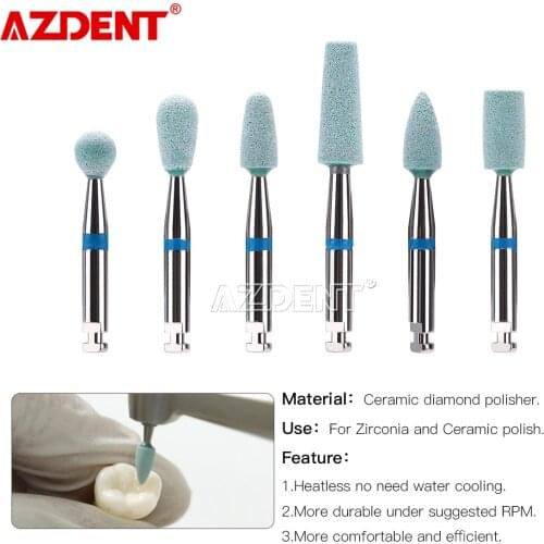 AZDENT Dental Ceramic Diamond Polishing Head Polisher Stone Grinder Zirconia Porcelain Coarse Grit Shank Diameter RA 2.35mm