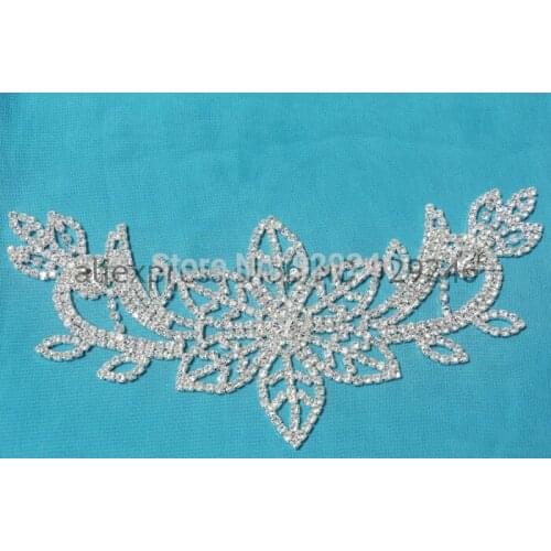1pc high-quality shiny stone flower neckline clear crystal rhinestone collar applique decoration wedding garment costume sewing