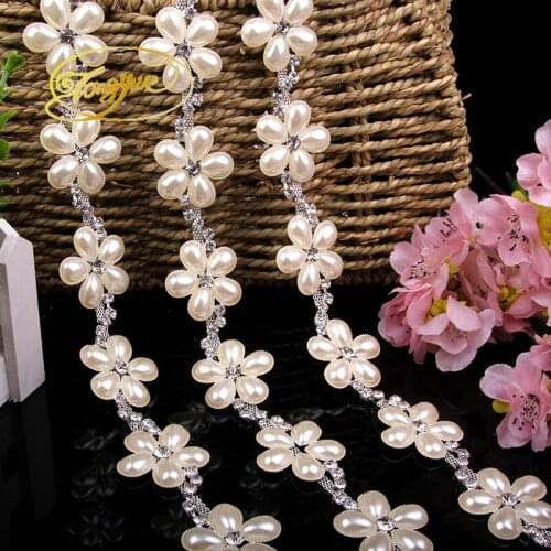 1 Yards 0.9144 M Flower Shape Rhinestone Hot Fix Acrylic Rhinestone For Clothes Rhinestone Appliques
