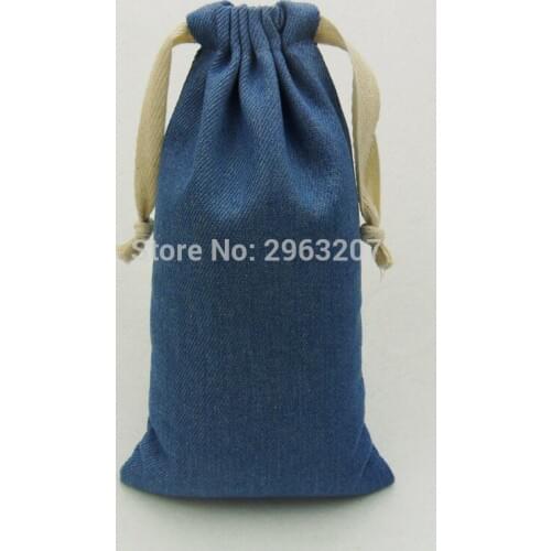 100pcs Cotton Jean Drawstring Pouch 11*21cm Wedding Birthday Party Favor Gift Bag Makeup Jewelry Packaging Pouch