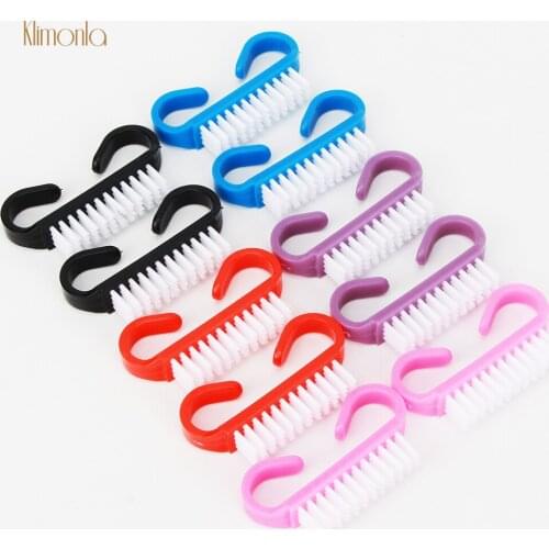 100Pcs/lot Colorful Nail Brush Pedicure Manicure Cleaning Tools Plastic Handle Small Angle Nails Brushes Cleaning Cuticle Dust