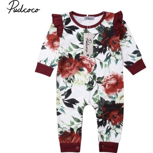 2019 Fashion Floral Baby Girl Long Sleeve Flower Romper Jumpsuit Outfit for Newborn Baby Girl Infant Children Cloth Kid Clothing