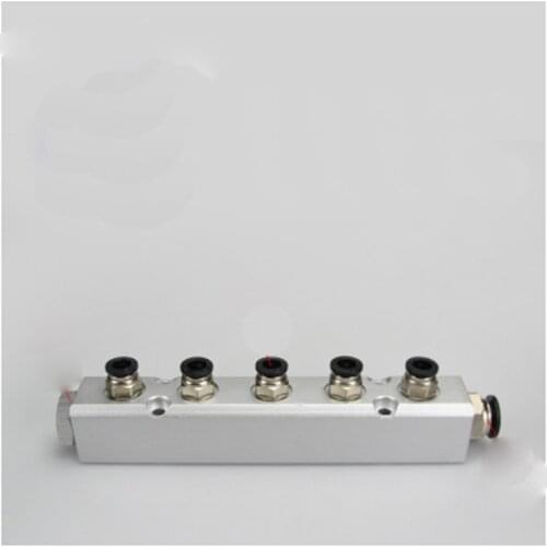 30x30mm G1/4" Out G1/2" In 5 Way Pneumatic Fitting Air Manifold Block Splitter