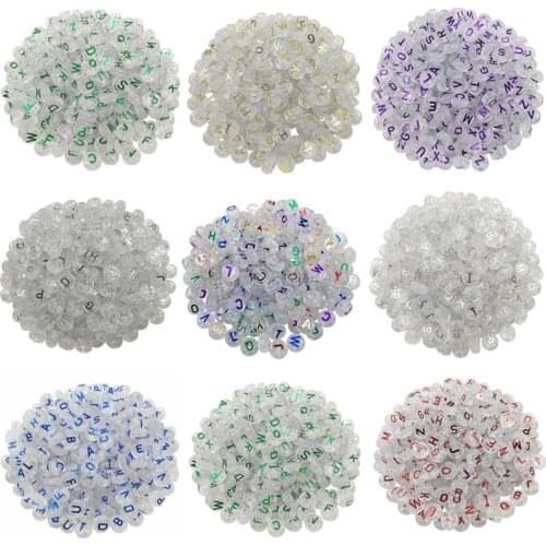 50PCS 10mm Acrylic Loose DIY Clear Flat Beads Gilding Letter Findings Jewelry making Colours Fashion High Quality Hot Sale Gifts