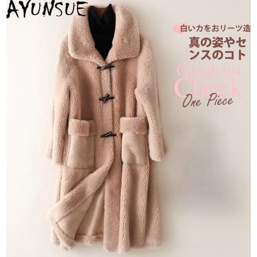 AYUNSUE Winter Fur Coat Female 2021 Long Sheep Shearling Jacket Women Real Wool Casual Coat Korean Style Jaqueta Feminina Gxy177