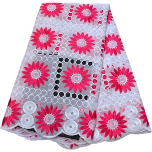 Free Shipping Pink high quality hand cut wedding lace African Fabric 5 Yards embroidered Swiss Voile diy Lace-N88152
