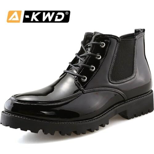 Fashion Black High Tops Men Casual Shoes Pu Leather Shoe Breath Hip Hop Shoes Men Lace-up Men Chelsea Boots British Ankle Boots