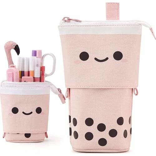 Standing Pencil Case Cute Telescopic Pen Holder Kawaii Stationery Pouch Bag for School Students Girls Boys