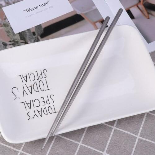 Pure Titanium Chopsticks Portable Reusable Outdoor Tableware Chopsticks For Outdoor Tour Camping Picnic 6*225mm Round Chopstick
