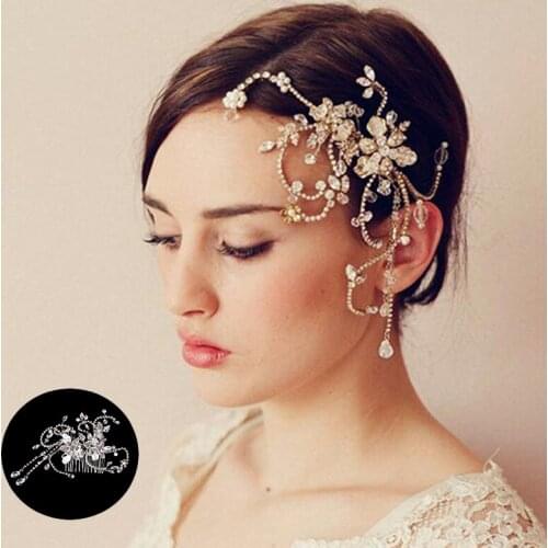 Silver Color Gold Color Rhinestone Hair Combs Jewelry Handmade Floral Tiaras Head Piece Pageant Wedding Bridal Hair Accessories
