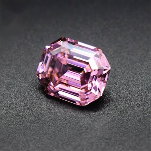 Grade AAA Light Pink Cubic Zirconia Rectangle Faceted Gemstone Asscher Cut Cubic Zirconia 15x18mm GZ75