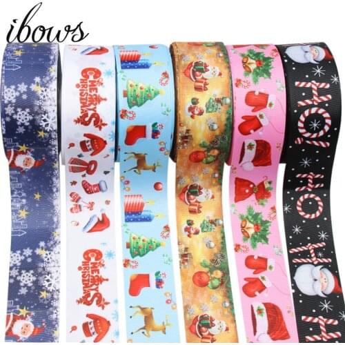 IBOWS 2Y 75mm Grosgrain Ribbon Merry Christmas Ribbon DIY Hairbows Accessories Materials Festival Party Decoration Gift Package