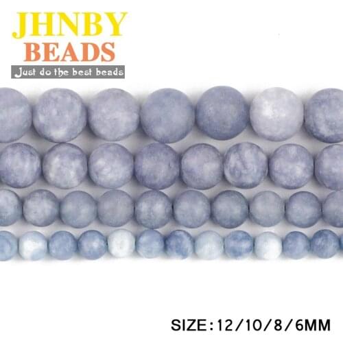 JHNBY Matte Sea blue stone High quality Natural Stone Round Loose beads ball 6/8/10/12MM Jewelry bracelet making accessories DIY