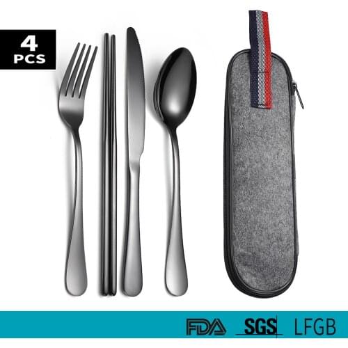 Dinner Set Cutlery Stainless Steel Tableware Knife Fork Spoon Dinnerware Set with Box Western Dinner Tools Picnic portable