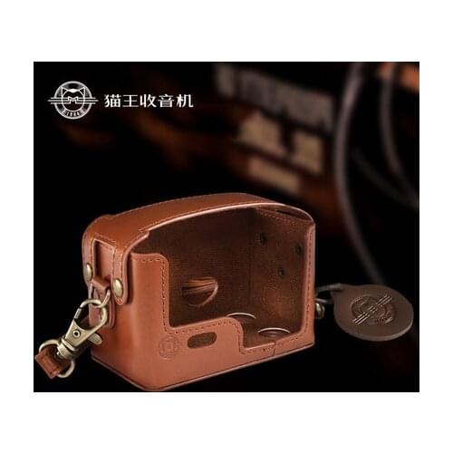 MUZEN OTR Wooden First layer cowhide shoulder bag Audio protection holster simple retro leather hand-held cross span small bag