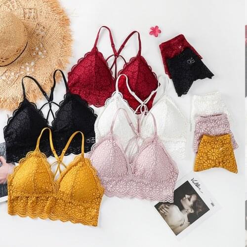 New Women Lace Bras Sets Seamless Underwear Beauty Back Vest Sexy Panties Ladies Push Up Bralette Fashion Flowers Lingerie Set