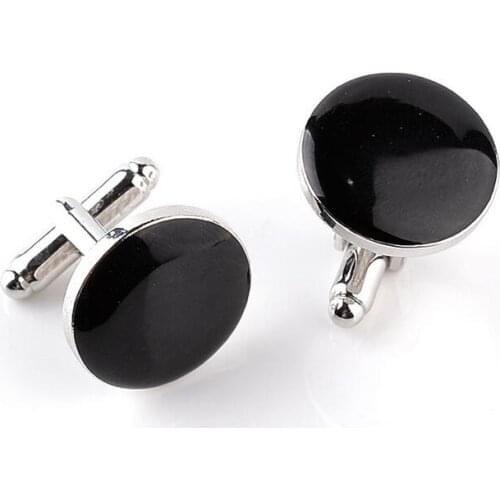 One pair popular 1.8cm round alloy black enamel popular womens shirt contract cufflinks xyc221