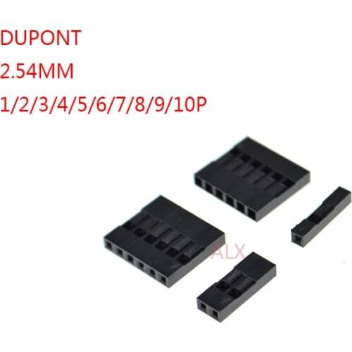 50PCS Single row dupont header connector 2.54MM pitch male female JUMPER cable wire plug Housing 1P/2P/3P/4P/5P/6P/7P/8P/9P/10P