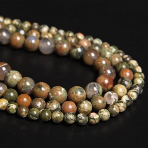 Wholesale Natural Stone Beads Rhyolite Green Polar Jaspers Beads Strand 15.5" For DIY Necklace Jewelry Making Bracelet Necklace