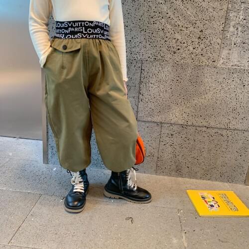 2020 Autumn Winter New Arrival Girls Fashion Letter Waist Pants Kid Korean Design Trosuers